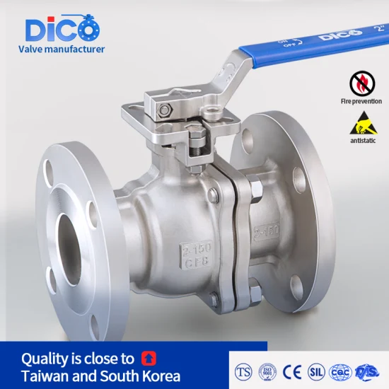 Dico CE ANSI 150-300lb Wcb/CF8/CF3m con cuscinetto di montaggio simbolo Valvola a sfera galleggiante in 2 pezzi con flangia